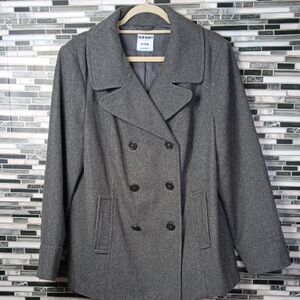Old Navy Women's XL Charcoal Wool Double Breast Peacoat Old Money Career
